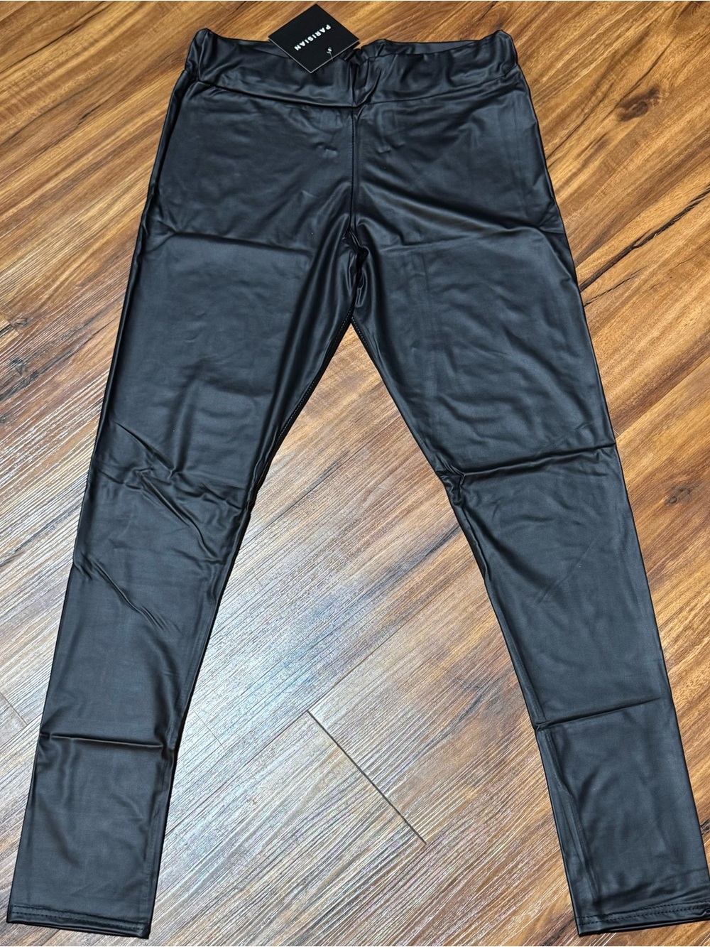 Parisian Black Faux Leather Leggings High Rise Wet Look Pants Size S / US 6